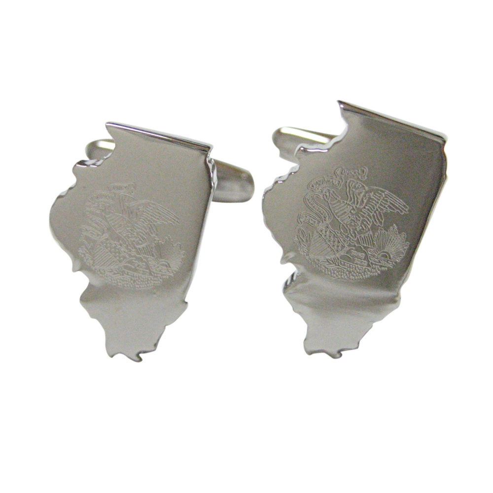 Illinois State Map Shape And Flag Design Cufflinks - image 1